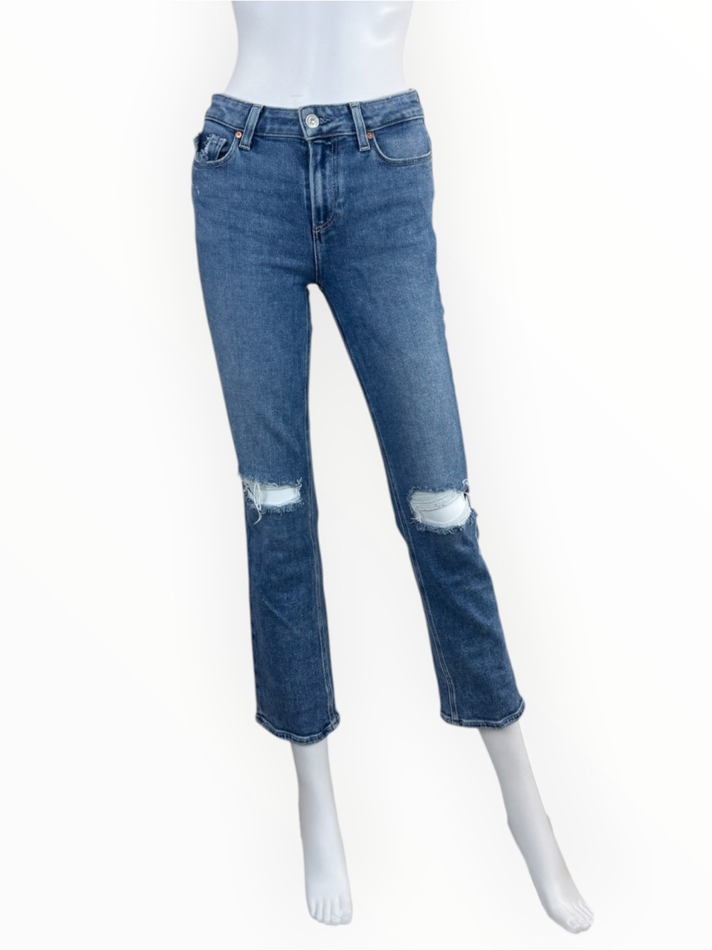PAIGE Blue Distressed Amber Fit Jeans Size 27 M1011